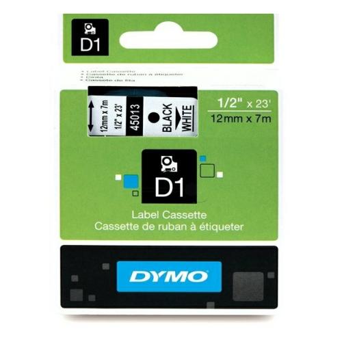 Dymo Etykiety czarny na biały (45013 / S0720530), 12mm, laminowany