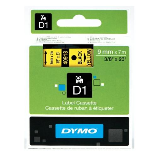 Dymo Etykiety czarny na żółty (40918 / S0720730), 9mm, laminowany
