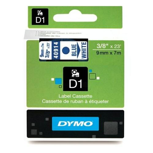 Dymo Etykiety niebieski na biały (40914 / S0720690), 9mm, laminowany
