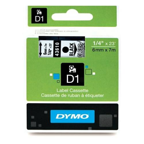 Dymo Etykiety czarny na przezroczysty (43610 / S0720770), 6mm, laminowany