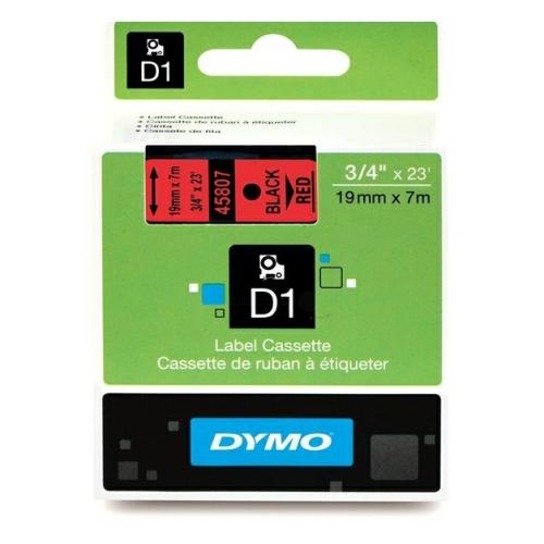 Dymo Etykiety czarny na czerwony (45807 / S0720870), 19mm, laminowany