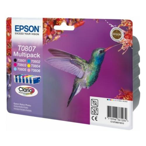 Epson Wkład atramentowy czarny / cyjan / magenta / żółty / cyjanowe zdjęcie / magenta zdjęcie (C13T08074011 / T0807) (multipack)