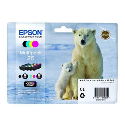 Epson Wkład atramentowy czarny / cyjan / magenta / żółty (C13T26164010 / 26) (multipack)