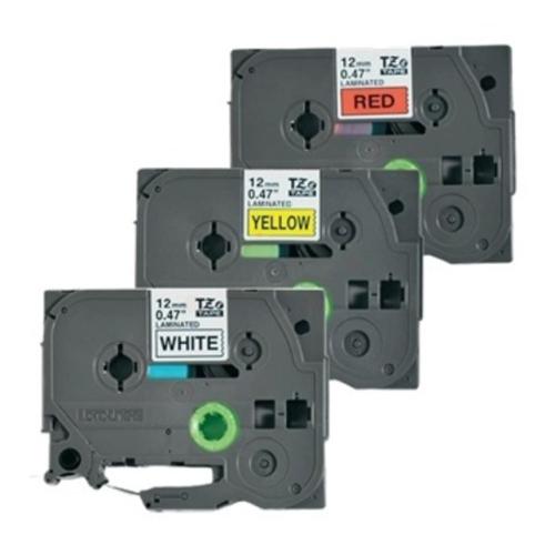 Brother Taśma do napisów czarny na biały / czerwony / żółty (TZE31M3), 12mm, laminowany (multipack)