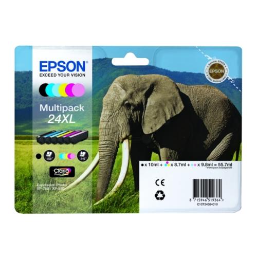 Epson Wkład atramentowy czarny / cyjan / magenta / żółty / cyjanowe zdjęcie / magenta zdjęcie (C13T24384011 / 24XL) (multipack, high capacity)