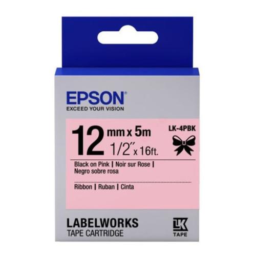 Epson Etykiety black/Różowy (C53S654031 / LK4PBK)