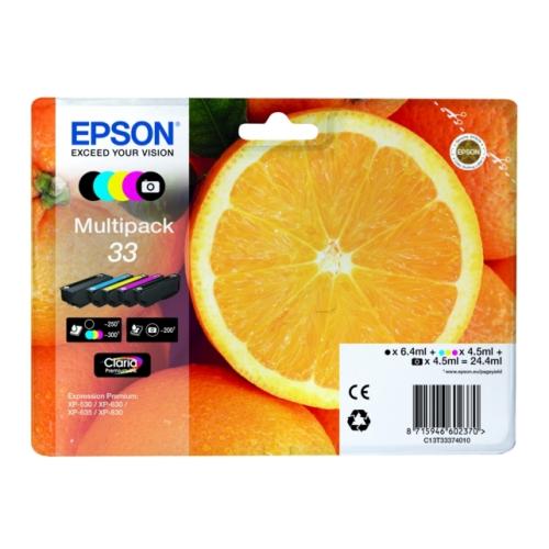 Epson Wkład atramentowy czarny / czarny zdjęcie / cyjan / magenta / żółty (C13T33374011 / 33) (multipack)