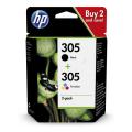 HP Wkład atramentowy czarny / kolor (6ZD17AE / 305) (Podwójne opakowanie, multipack)